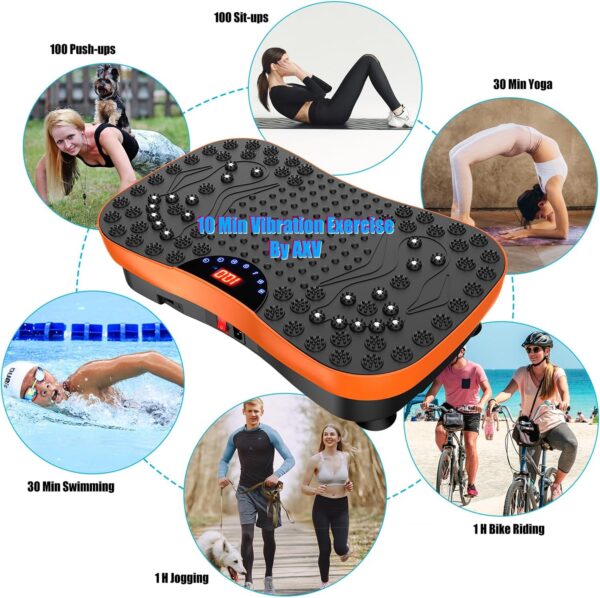 AXV Vibration Plate Exercise Machine Whole Body Workout Portable Mini Vibrate Fitness Platform Lymphatic Drainage Machine for Weight Loss Shaping Toning Wellness Home Gyms Workout (Mini) - Image 2