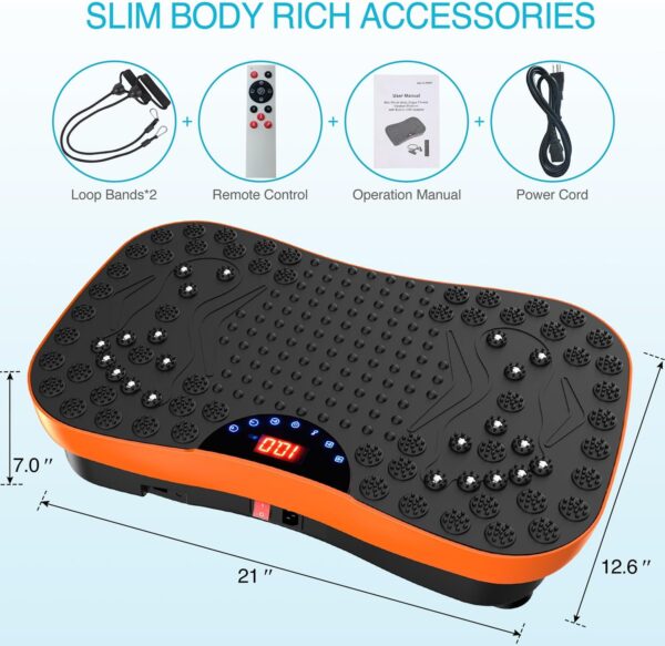 AXV Vibration Plate Exercise Machine Whole Body Workout Portable Mini Vibrate Fitness Platform Lymphatic Drainage Machine for Weight Loss Shaping Toning Wellness Home Gyms Workout (Mini) - Image 7