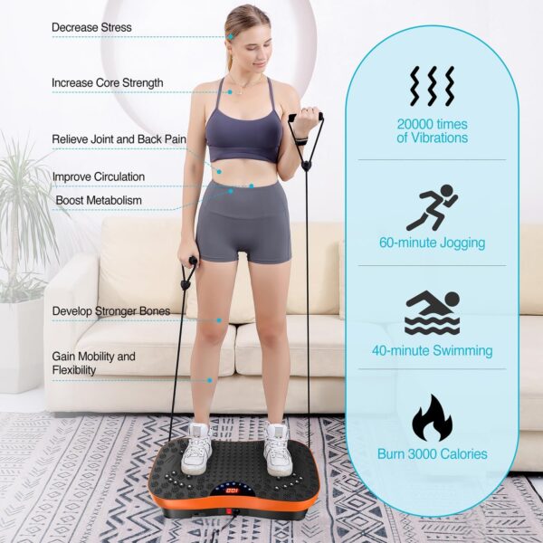 AXV Vibration Plate Exercise Machine Whole Body Workout Portable Mini Vibrate Fitness Platform Lymphatic Drainage Machine for Weight Loss Shaping Toning Wellness Home Gyms Workout (Mini) - Image 8