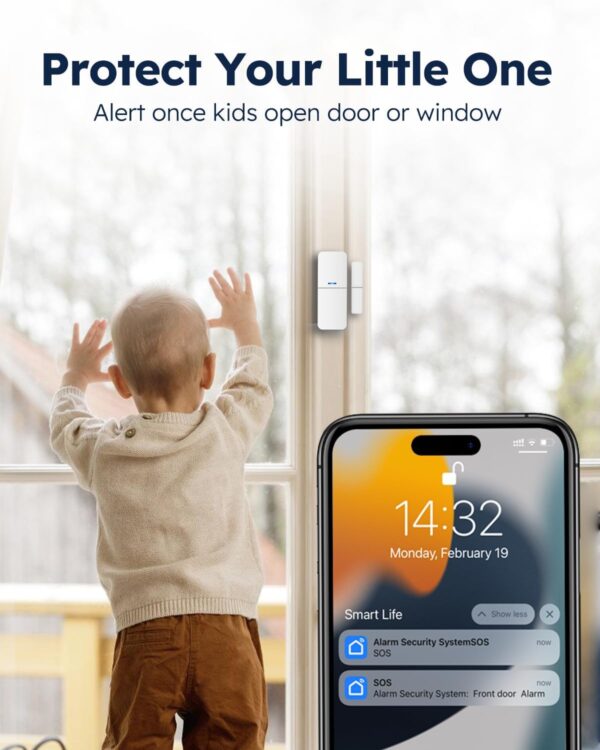 tolviviov Alarm System for Home Security, Door Alarm Systems, App Alerts, 15Piece Kit, No Monthly fee, WiFi Alarm, Door Window Motion Sensor, for Home Security and Kids Safety - Image 3