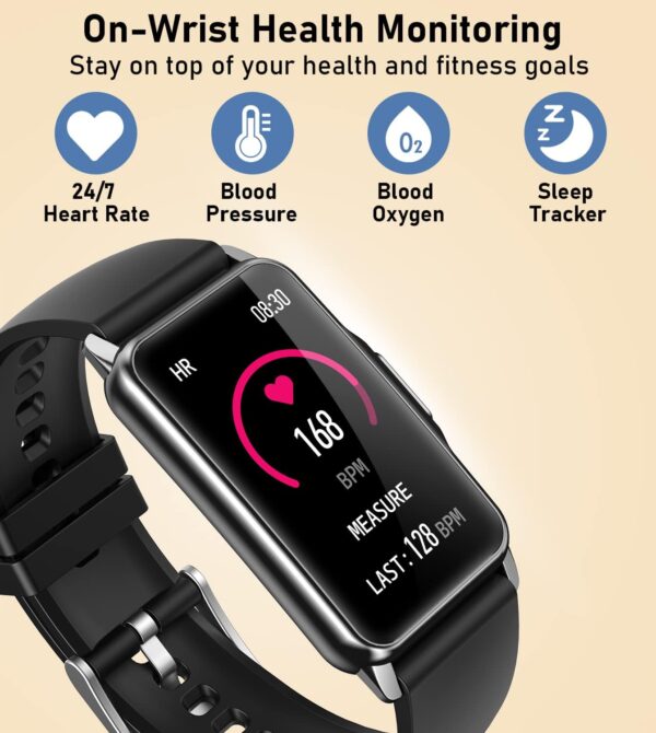 Health Fitness Tracker with 24/7 Heart Rate Blood Oxygen Blood Pressure Sleep Monitor 100 Sports Modes Step Calorie Counter - Image 4