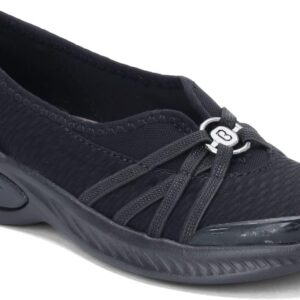 BZees Womens Niche Skimmers Ballet Flat, Black Mesh, 10 US