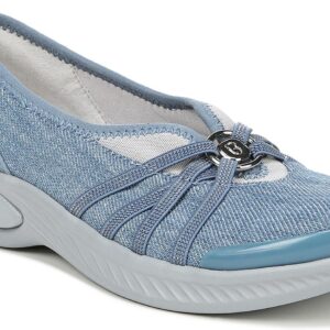 BZees Women's Niche Slip-On Comfort Ballet Flat,Washed Denim Fabric,11
