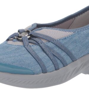 Bzees Women's Niche Slip-On Comfort Ballet Flat ,Washed Denim Fabric,8.5 Wide