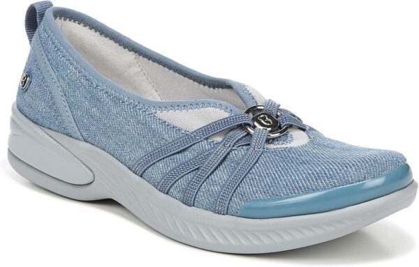 Bzees Women's Niche Slip-On Comfort Ballet Flat ,Washed Denim Fabric,7.5 Wide - Image 2