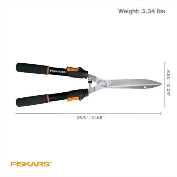 Fiskars Power-Lever Hedge Shears - 25"-33" Extendable Handle - Plant Cutting Scissors - Yard and Garden Tools - Orange/Black - Image 7