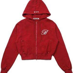Korean Badblood American Sweater – Women's Embroidered Lazy Style Hoodie – Red Niche Loose Casual Trendy Jacket