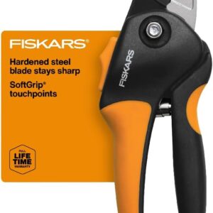 Fiskars Bypass Pruning Shears, Branch Cutter with 5/8" Cut Capacity, Garden Shears with Sharp Steel Blade, Rust Resistant, Ergonomic Pruners with Comfort Handle and Safety Lock, Gardening Hand Tools