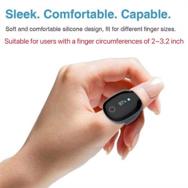Wellue O2Ring Pulse Oximter, Bluetooth SPO2 Blood Oxygen Saturation Monitor - Wearable O2 Ring Sensor with Vibration Reminder, Free APP & PC Report, Rechargeable - Image 2