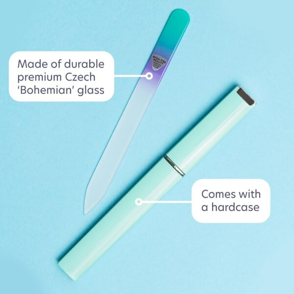 Bona Fide Beauty Czech Glass Nail File with Case, Pastel Green Violet Premium Crystal Nail File for Natural Nails. Nail Care Tool Gifts for Women - Image 5