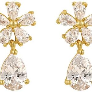 Fashionable and Luxurious Waterdrop Flower Earrings with Niche Design, Rhinestone Earrings, Korean Retro Exquisite Ear Accessories