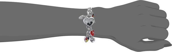 Accutime Disney Mickey Mouse Charm Bracelet Watch -Silver-Tone Heart Design Quartz Timepiece for Girls & Women - Image 2