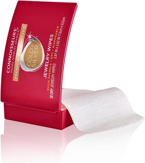 CONNOISSEURS Premium Edition Compact Jewelry Wipes No Rinse Gold and Silver Jewelry Cleaner, Polish and Remove Tarnish to Restore Brilliance, Dry Disposable Wipes, Diamond Dazzle Stik - Image 7