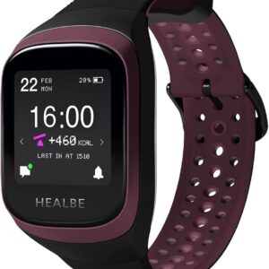 HEALBE GoBe3 - Wearable Health, Fitness and Activity Tracker with Automatic Tracking of Calorie Intake and Burning, Water Balance, Heart Rate, Sleep, neuroactivity, and Stress, with Free app, Burgundy
