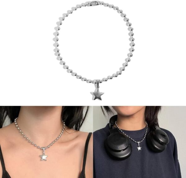 Fashion Trend Light Luxury Niche Sense Round Bead Chain Temperament Simple Cold Wind Five-pointed Star Necklace - Image 2