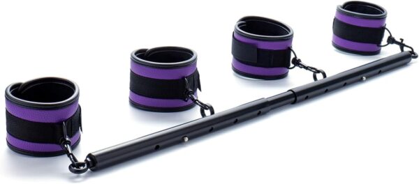 Spreader Bar Expandable Exercise Stainless Steel with 4 pcs Fur Adjustable Strap, Yoga Training Fitness Gear, Workout Bar,Sports Gym Kit