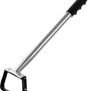 Walensee Mini Action Hoe for Weeding Stirrup Hoe Tools for Garden Hula-Ho with 14- Inch Scuffle Loop Hoe Gardening Weeder Cultivator, Sharp Durable Metal Handle Weeding Rake with Cushioned Grip, Grey