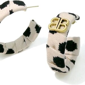 Cloth Art Round Earrings - Female Niche Design English Letter B Earrings Fashion Temperament
