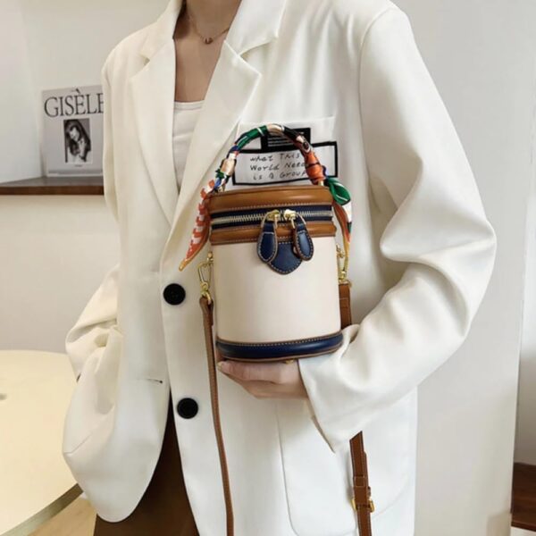 Colorblock Bucket Bag for Women,2025 New Summer Niche Design Cylinder Bag, Fashion Versatile Crossbody - Image 6