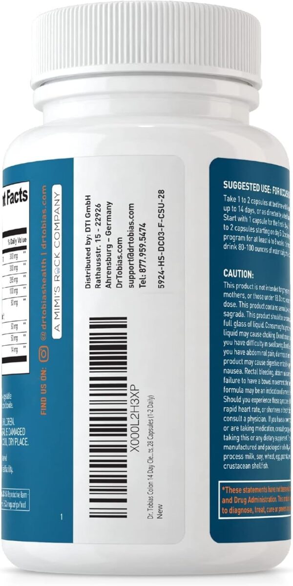 Dr. Tobias Colon 14 Day Cleanse, Advanced Gut Cleanse Detox for Women & Men with Cascara Sagrada, Psyllium Husk, Senna Leaf & Probiotics, Non-GMO Colon Cleanse, 28 Capsules 1-2 Daily - Image 8