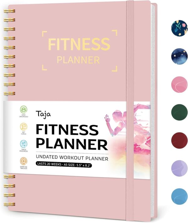 Fitness Workout Journal for Women & Men, A5(5.5" x 8.2") Workout Log Book Planner for Tracking, Progress, and Achieving Your Wellness Goals-Pink