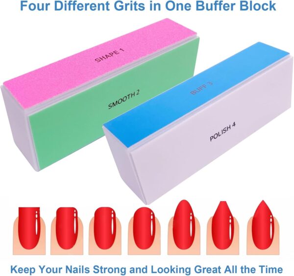 4 Way Nail Buffer Block (6 pcs), Nail Shine Buffers Blocks Files for Natural and Acrylic Nails Smoother Buffing Block Polisher Fingernail File Buffer 120/240/600/3000 Grit for Buffing Shinning - Image 4