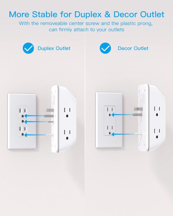 Outlet Extender with Night Light, HANYCONY Multi Plug Outlet, USB Wall Charger Surge Protector 4 USB Ports(1 USB C), Power Strip Electrical Outlet Splitter Expander for Home Office Dorm Room, ETL - Image 5