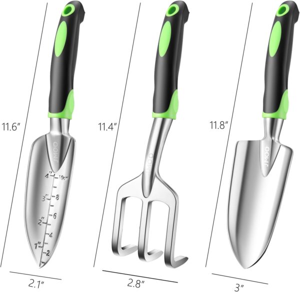 Garden Tools, 3-Piece Garden Tool Set with Non-Slip Ergonomic Handles, Lightweight Aluminum Alloy Rust-Proof Durable Gardening Hand Tools, Ideal Gardening Tools Gifts for Women and Men - Image 6
