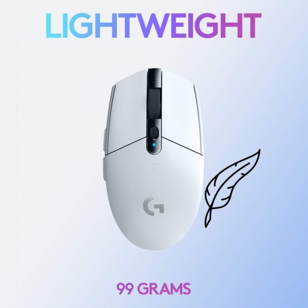 Logitech G305 LIGHTSPEED Wireless Gaming Mouse, Hero 12K Sensor, 12,000 DPI, Lightweight, 6 Programmable Buttons, 250h Battery Life, On-Board Memory, PC/Mac - White - Image 5
