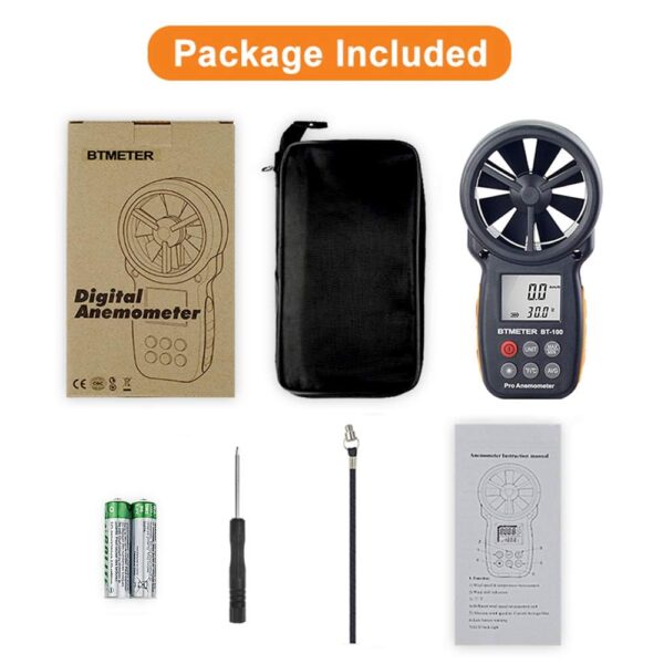 BTMETER BT-100 Handheld Anemometer, Digital Wind Speed CFM Meter Gauge Air Flow Velocity Tester for HVAC Shooting Drone, Wind Chill, 14℉-113℉ Wind Temperature - Image 8