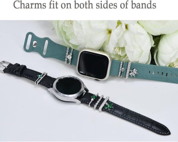 Watch Band Charms, Decorative Rings Loops Charms Compatible with Apple Silicone Watch Bands for Women 49mm 45mm 44mm 42mm 41mm 40mm 38mm , Metal Jewelry Watch Band Accessories Charms for iwatch band Series se 9 8 7 6 5 4 3 2 1 Samsung Galaxy watch 5/Pro/4 fitbit - Image 2