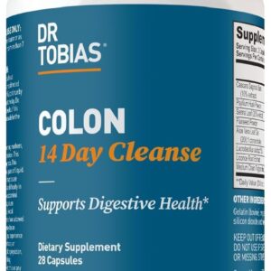 Dr. Tobias Colon 14 Day Cleanse, Advanced Gut Cleanse Detox for Women & Men with Cascara Sagrada, Psyllium Husk, Senna Leaf & Probiotics, Non-GMO Colon Cleanse, 28 Capsules 1-2 Daily