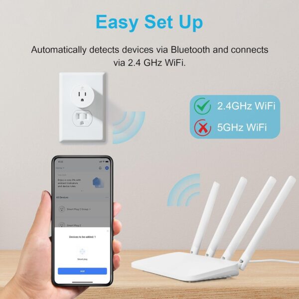 EIGHTREE Smart Plug, Smart Home WiFi Outlet Works with Alexa & Google Home, Smart Socket with Remote Control & Timer Function, 2.4GHz WiFi Only, 4 Packs - Image 6
