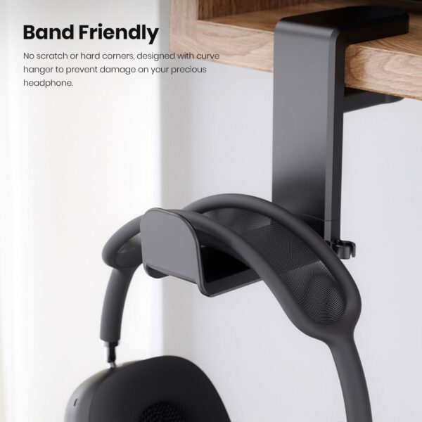 EURPMASK Rotating Headphone Stand - PC Gaming Headset Holder, Adjustable Clamp-on Under Desk Hanger With 360 Degree Swivel & Cable Clip Organizer - Black - Image 5