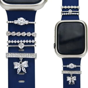 Watch Band Charms, Decorative Rings Loops Charms Compatible with Apple Silicone Watch Bands for Women 49mm 45mm 44mm 42mm 41mm 40mm 38mm , Metal Jewelry Watch Band Accessories Charms for iwatch band Series se 9 8 7 6 5 4 3 2 1 Samsung Galaxy watch 5/Pro/4 fitbit