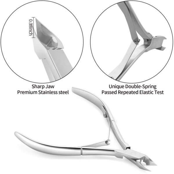 Cuticle Trimmer with Cuticle Pusher and Cutter-YINYIN Cuticle Remover Nippers Professional Stainless Steel Cutter Clippers,Pedicure Manicure Tools for Fingernails Toenails(Silver) - Image 2