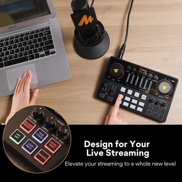 MAONO Podcast Equipment Bundle with Audio Interface and XLR Condenser Microphone, MaonoCaster with 48V Phantom Power, Bluetooth for Podcast, Streaming, Voice Over, Youtube, PC, Guitar (AME2A) - Image 8