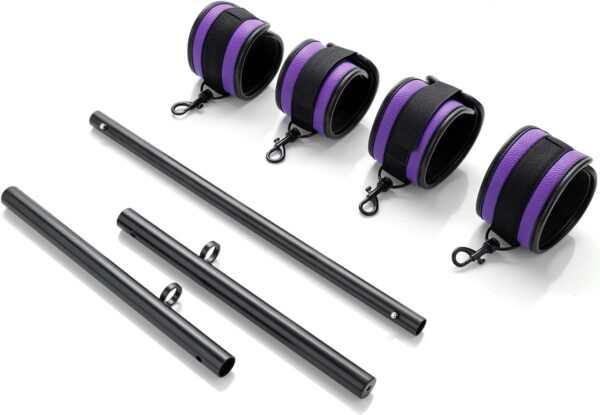 Spreader Bar Expandable Exercise Stainless Steel with 4 pcs Fur Adjustable Strap, Yoga Training Fitness Gear, Workout Bar,Sports Gym Kit - Image 4