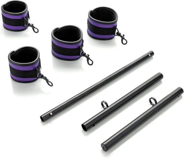 Spreader Bar Expandable Exercise Stainless Steel with 4 pcs Fur Adjustable Strap, Yoga Training Fitness Gear, Workout Bar,Sports Gym Kit - Image 3