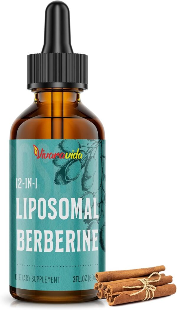 Berberine HCl Supplement 3000 mg - Liposomal Berberine HCl Liquid - AMPK Activator with Turmeric, Ceylon Cinnamon, 12 Natural Ingredients - 2 fl oz