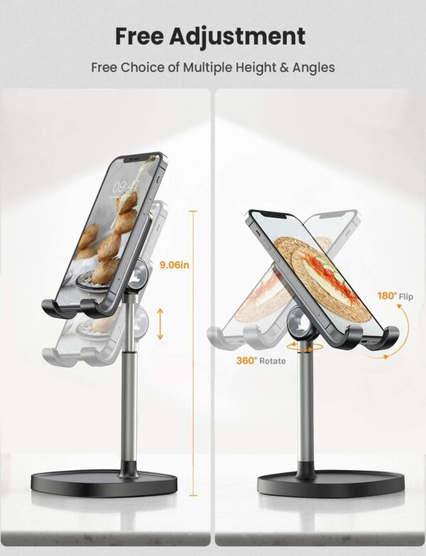 LISEN Cell Phone Stand Adjustable for iPhone Phone Holder for Desk, Office Desk Accessories Computer PC for iPhone Stand Gaming Essentials Fit Otterbox Case Phones Switch Kindle iPad Air Tablet 4-10in - Image 4