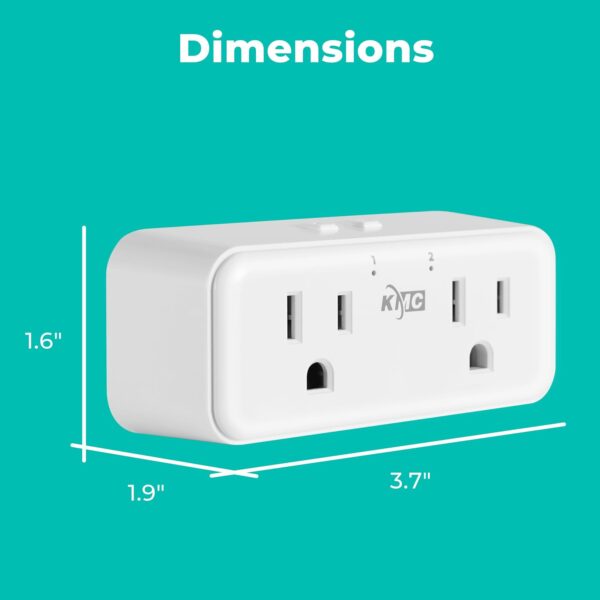 KMC Smart Plug Duo 4-Pack, 2-Outlet Wall Plug Extender, Smart Outlet Splitter for Smart Home, Compatible with Google & Alexa, No Hub Required, WiFi Outlet, White - Image 4