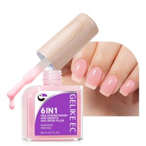 Nail Strengthener Protein for Damaged Nails: Pink 6 in 1 Natural Nail Hardener Extra Strong and Growth - Long Lasting Repair for Damaged Nails - Growth Oil for Salon Home Daily Work
