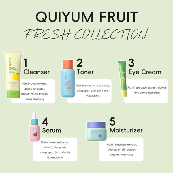 Fruit Skin Care for Teens, 5 Daily Routine Beauty Skin Care Sets - Exfoliation, Smooth, Clean, Oil Control, Firm, Hydrate, Glow Up, Skincare Gift Set for Girls Women, Travel Set, for All Skin - Image 2