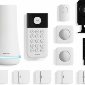 SimpliSafe 12 Piece Wireless Home Security System w/HD Camera - Optional 24/7 Professional Monitoring - No Contract - Compatible with Alexa and Google Assistant, White