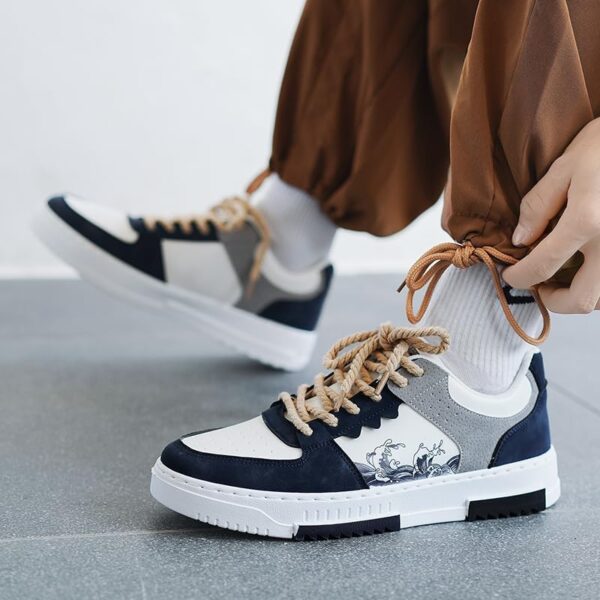 Retro Fashion Low-top Casual Trend Shoes, Spring and Autumn Niche Design, Men's Trendy Color Matching Shoes, lace-up Suitable for Outdoor, Campus, Walking, Street, Jogging, Travel - Image 2