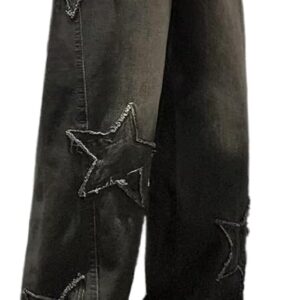 Mens Y2k Star Jeans High Waisted Hip Hop Streetwear Jeans Loose Baggy Embroidery Aesthetic Harajuku Denim Pants