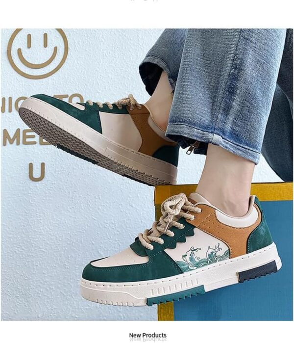 Retro Fashion Low-top Casual Trend Shoes, Spring and Autumn Niche Design, Men's Trendy Color Matching Shoes, lace-up Suitable for Outdoor, Campus, Walking, Street, Jogging, Travel - Image 3