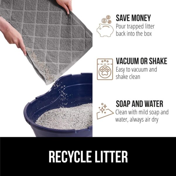 GORILLA GRIP Cat Litter Box Mat, Water Resistant Kitty Litter Trapping Mat, Textured Backing, Easy to Clean, Less Waste and Clean Floors, Kitten Supplies for Indoor Cats, Soft on Paws, 24x17 Gray - Image 5