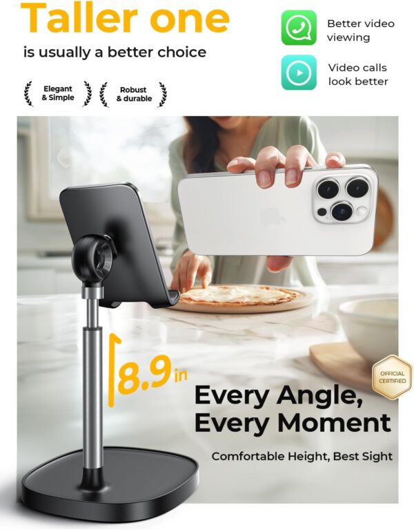LISEN Cell Phone Stand Adjustable for iPhone Phone Holder for Desk, Office Desk Accessories Computer PC for iPhone Stand Gaming Essentials Fit Otterbox Case Phones Switch Kindle iPad Air Tablet 4-10in - Image 3